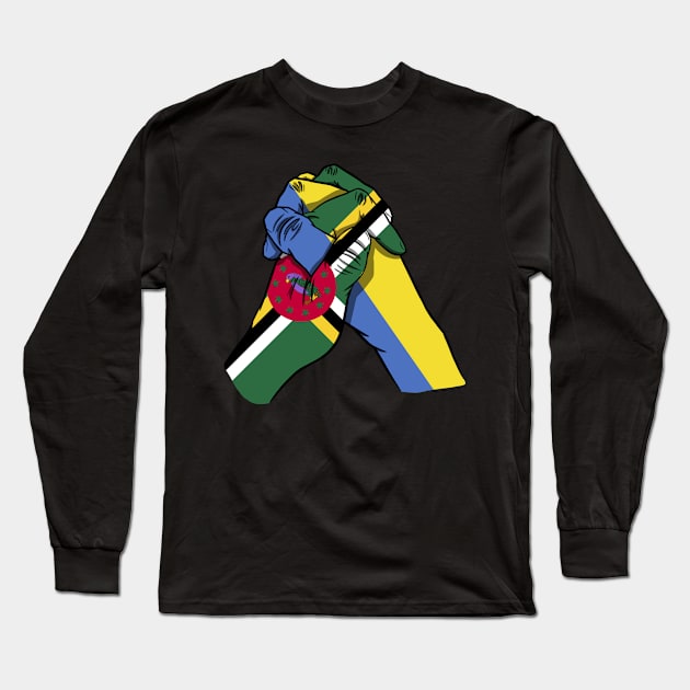 Dominica and Ukraine Flags Holding Hands Ukraine Dominica Roots Long Sleeve T-Shirt by BramCrye